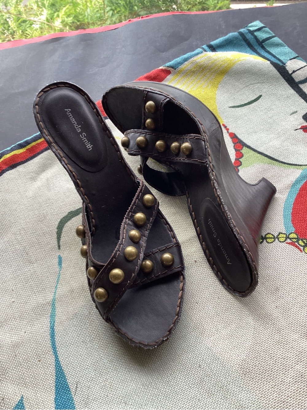 Amanda Smith Dark Brown Studded Slide Mules